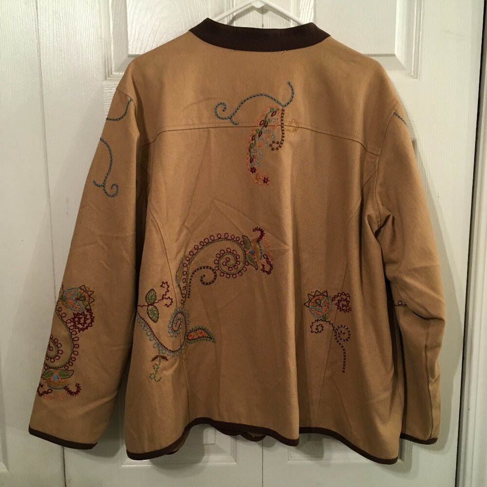 Denim & Co. Tan Embroidered Jacket - Picture 5 of 6